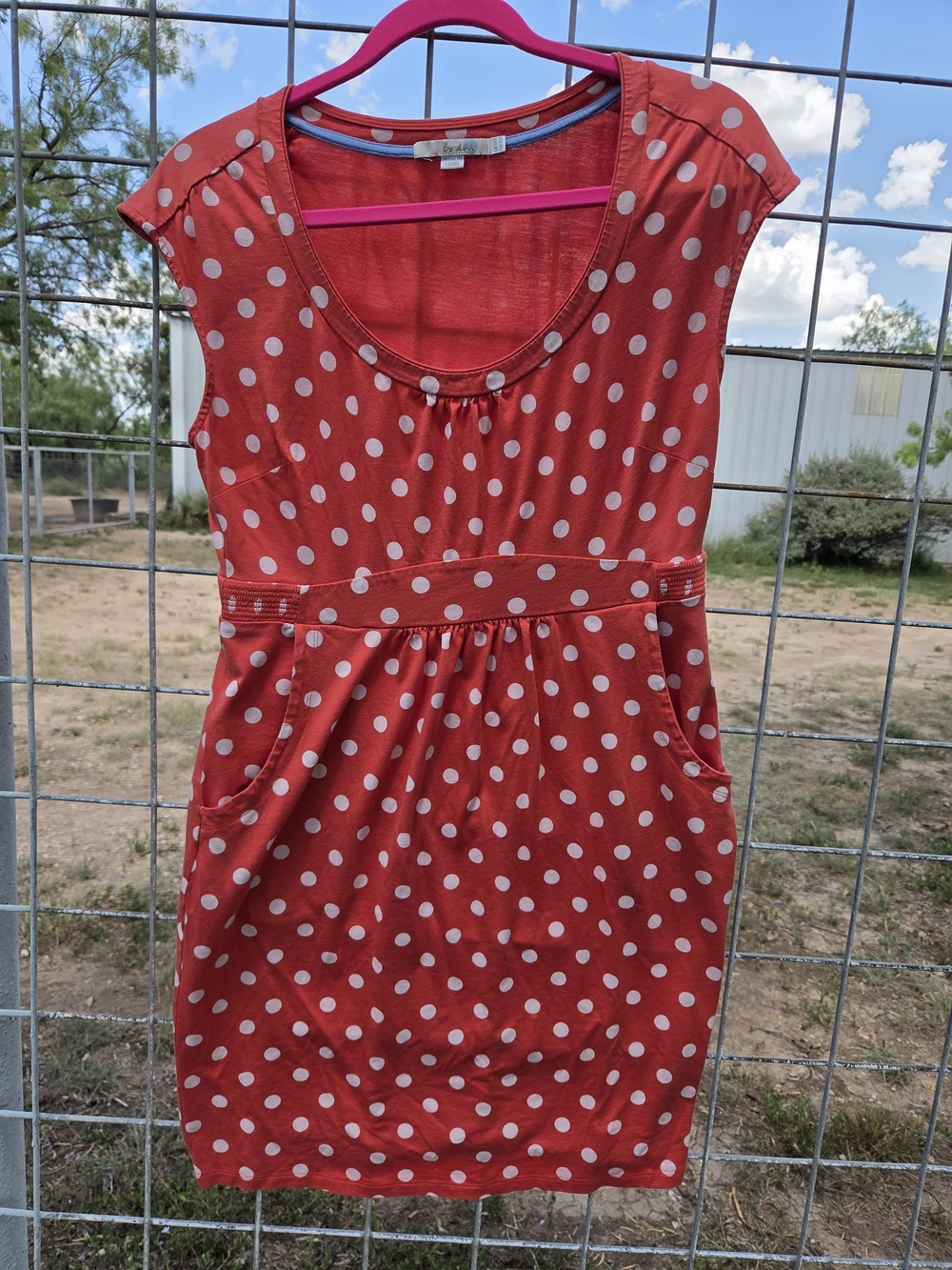 BODEN Polka Dot Scoop Neck Dress Med